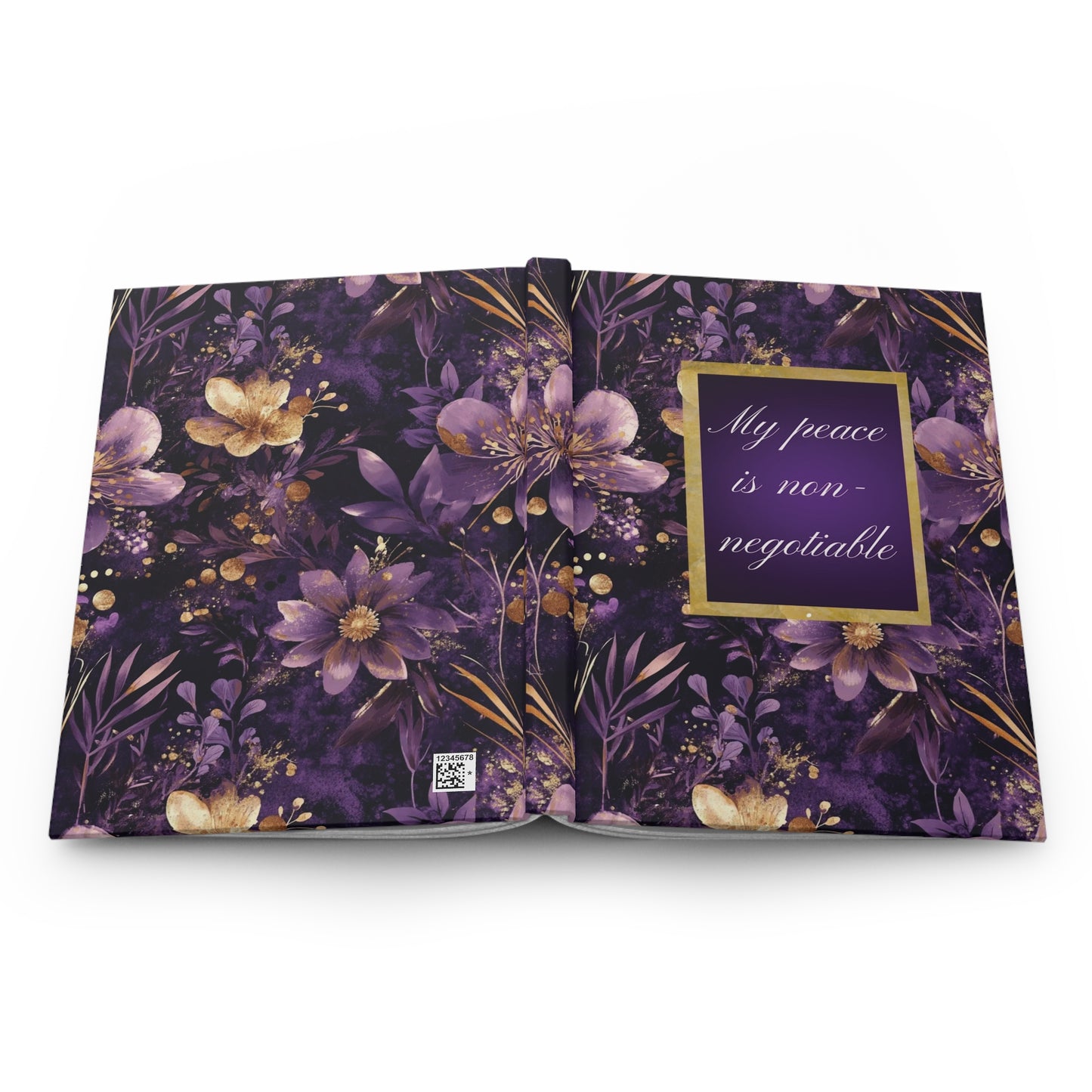 My Peace Is Non-Negotiable Hardcover Journal — Purple Floral Inspirational Notebook