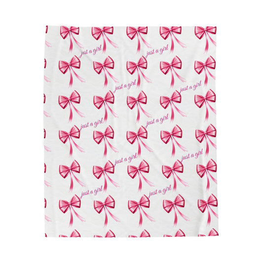 Coquette Lana Del Rey Just a Girl Aesthetic Pink Bow Bow Velveteen Plush Blanket