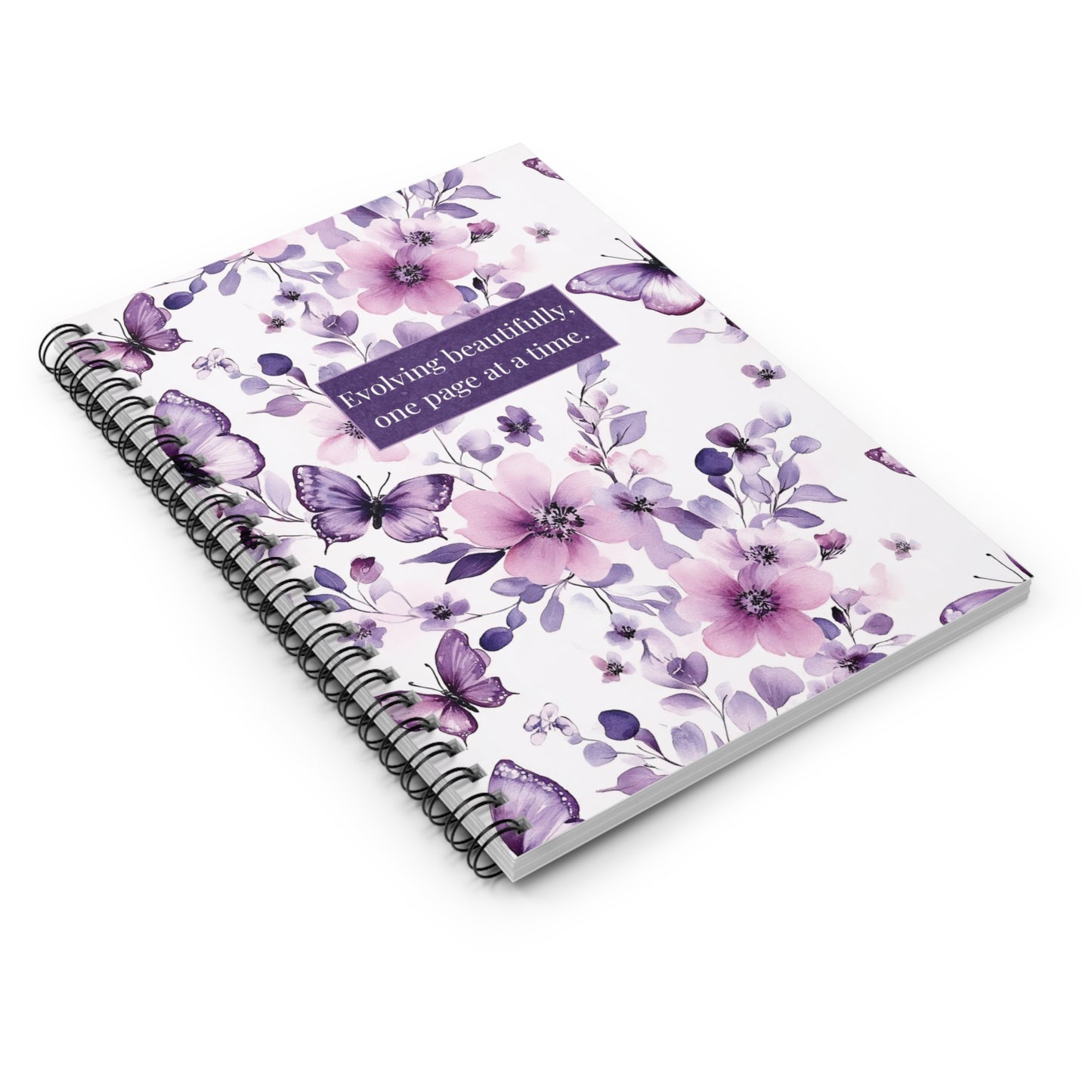 Floral Butterfly Spiral Notebook — "Evolving beautifully, one page at a time."