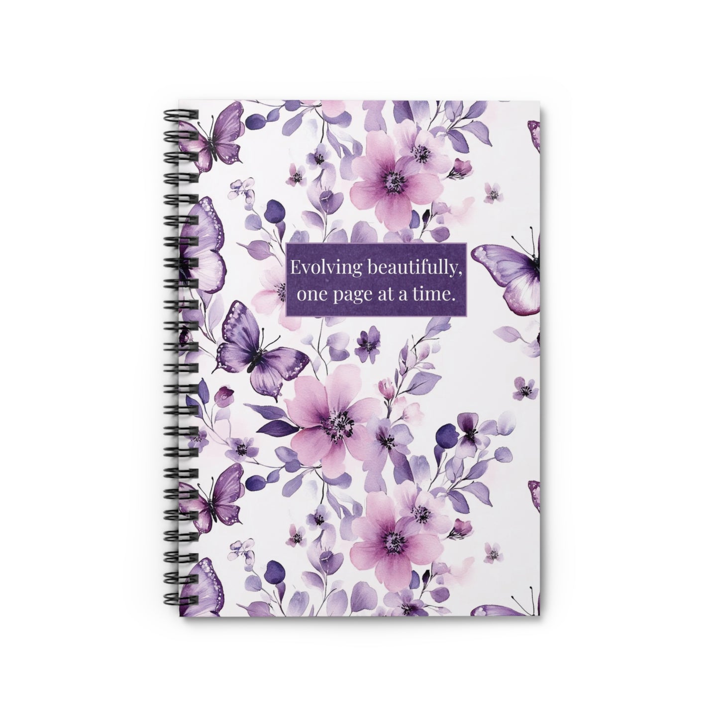 Floral Butterfly Spiral Notebook — "Evolving beautifully, one page at a time."