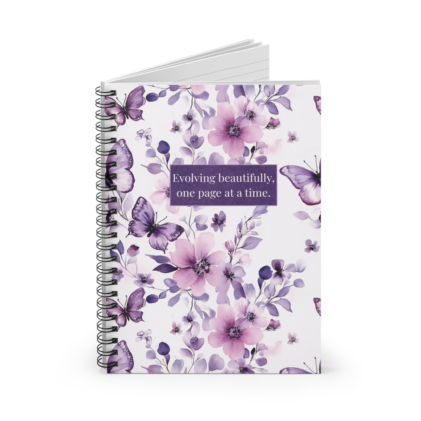 Floral Butterfly Spiral Notebook — "Evolving beautifully, one page at a time."