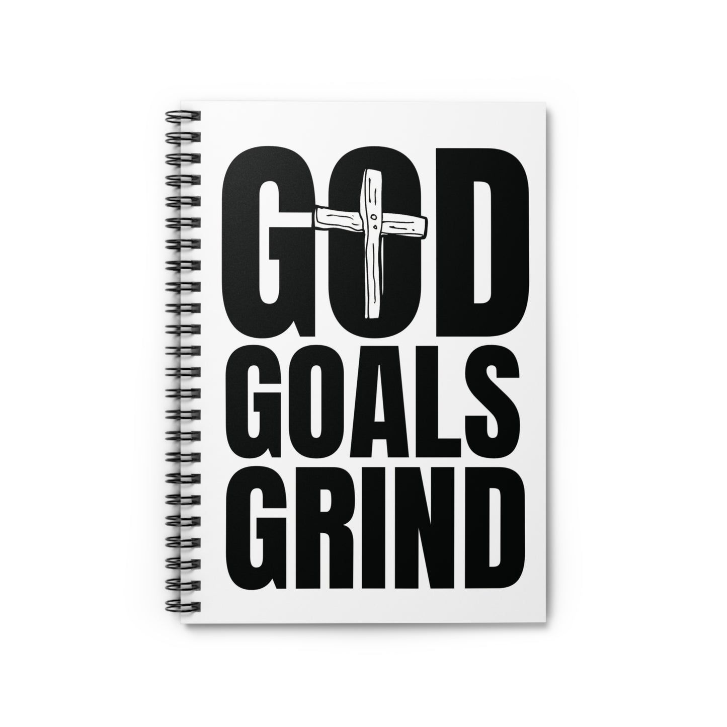 God Goals Grind Spiral Notebook — Christian Inspirational Ruled Journal