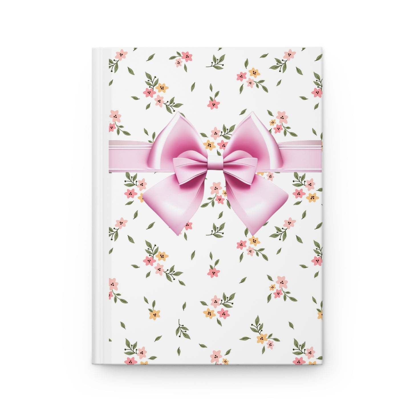 Coquette Journal Aesthetic Lined Paper Floral Print Pink Bow Vintage Aesthetic Journal - Hardcover Matte