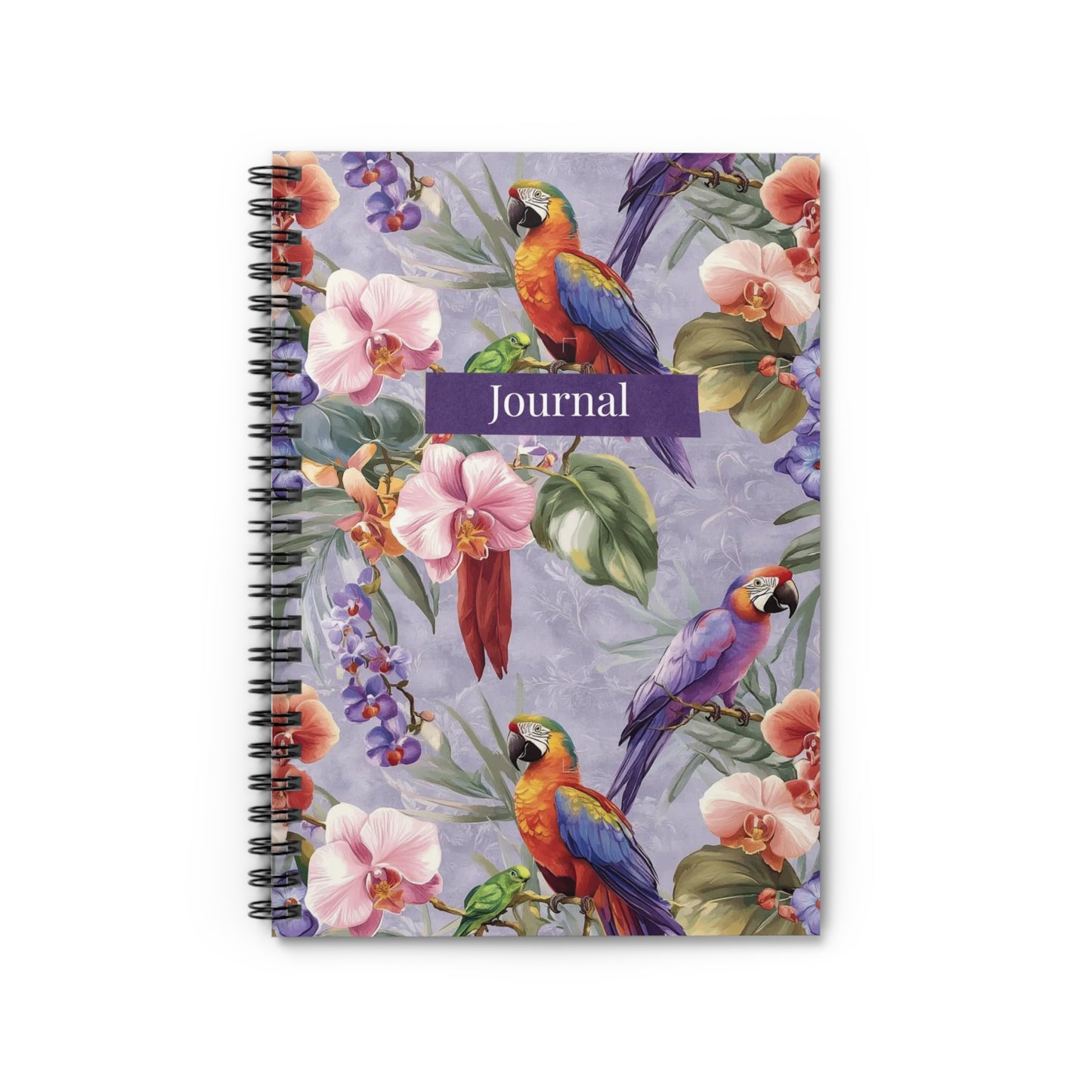 Tropical Parrot Journal — Floral Spiral Notebook (Ruled)