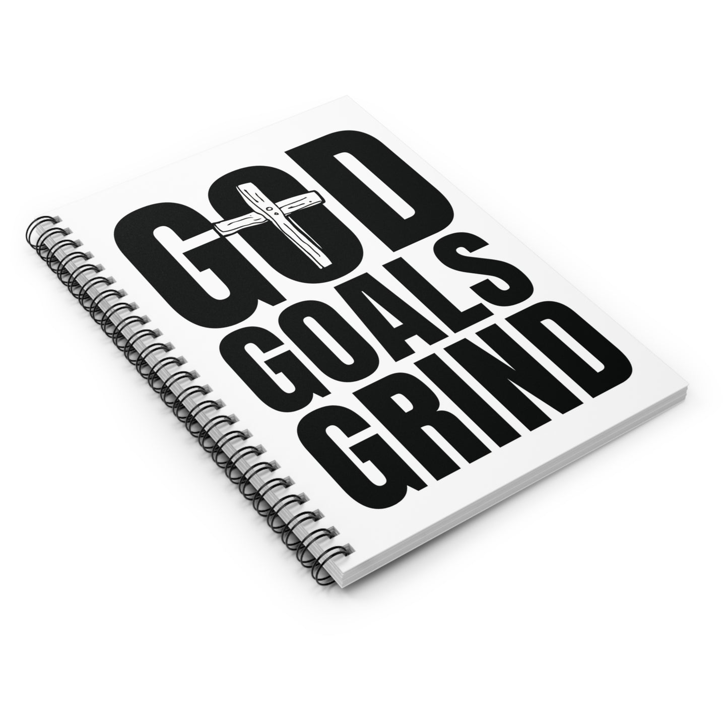God Goals Grind Spiral Notebook — Christian Inspirational Ruled Journal